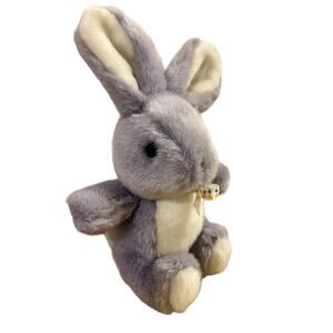 Vintage Vtg 1992 Gund PURPLE BUNNY Blue Eyes Ribbon Stuffed Plush Animal 10 inch